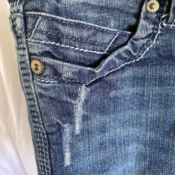 Ladies Teens Womens Aeropostale Bermuda Blue Jean shorts sz 1/2 - Picture 3 of 8